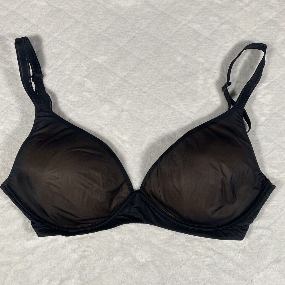 Victoria's Secret Black Tshirt Bra Lightly Lined Wireless Size 34DDD Packable